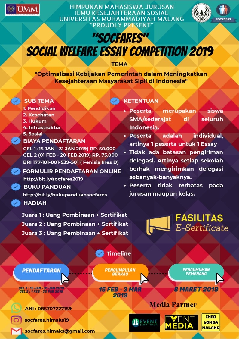 SOCFARES (Social Welfare Essay) COMPETITION 2019 image 1